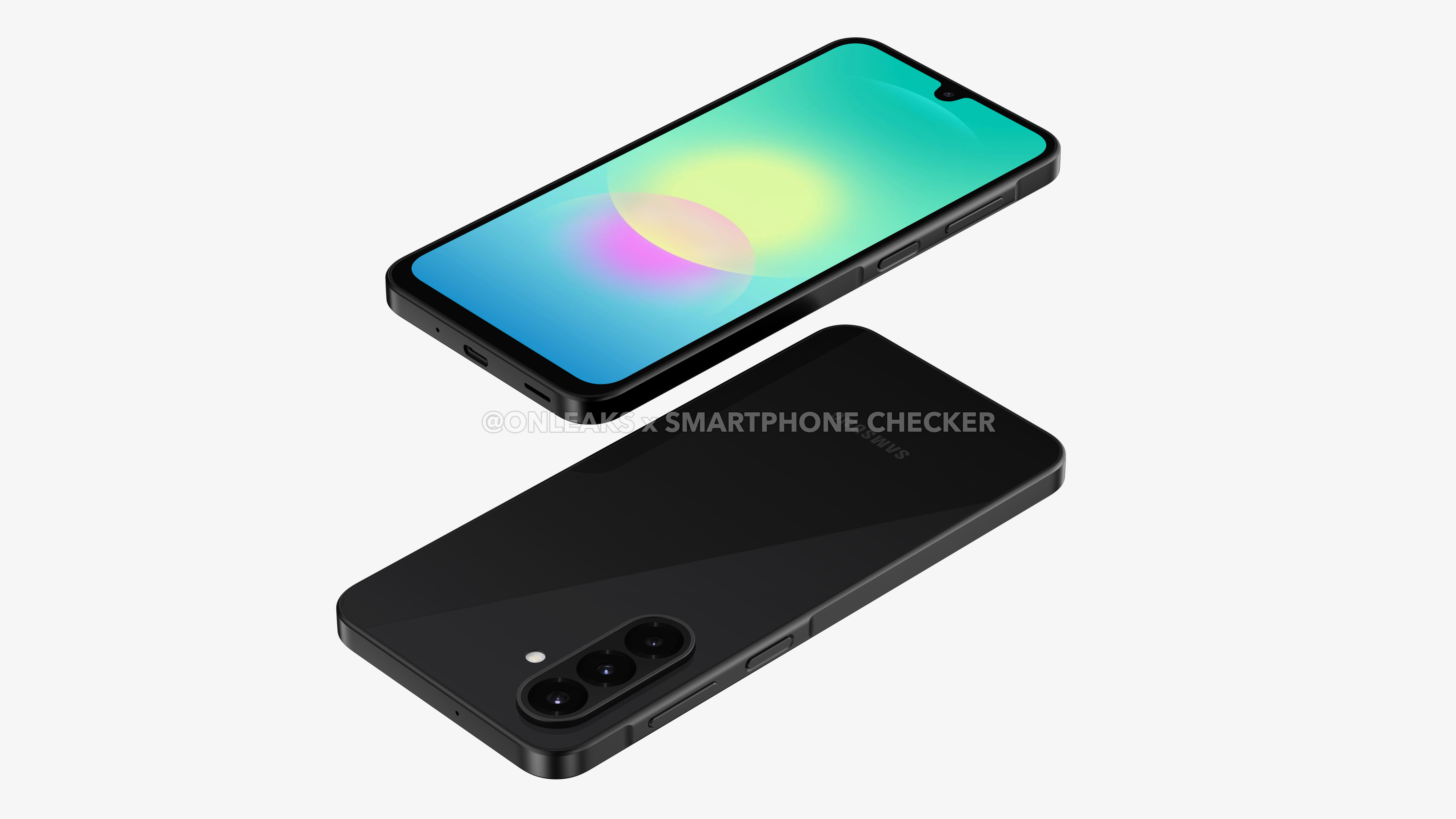 Samsung Galaxy A18 leaked render, floating front and rear panels