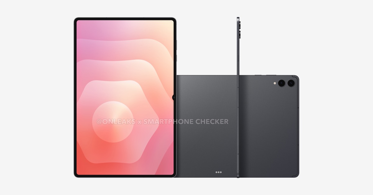 Samsung Galaxy Tab S12 Ultra leaked render showing front, rear and side profile