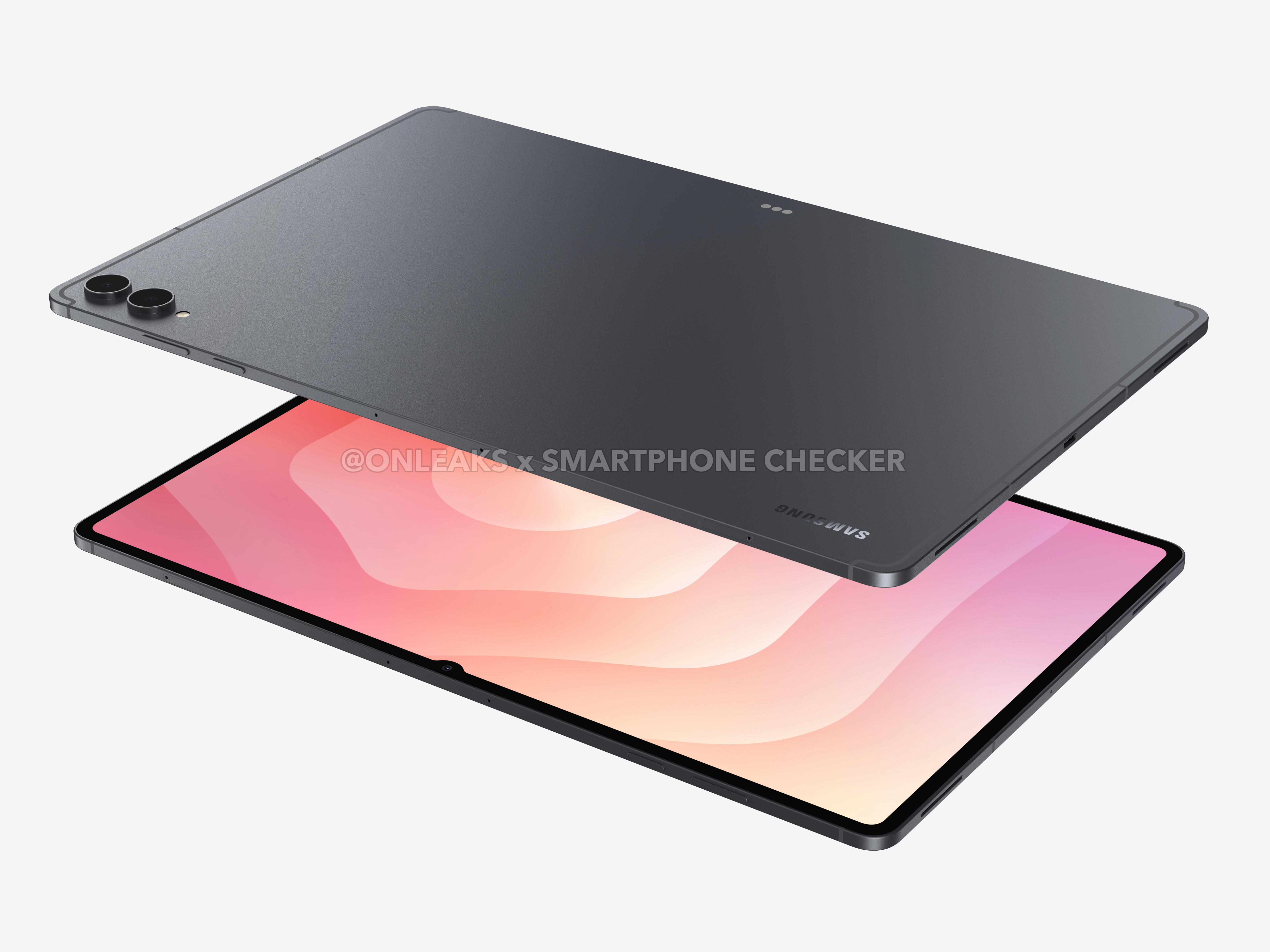 Samsung Galaxy Tab S12 Ultra leaked render, floating front and rear panels
